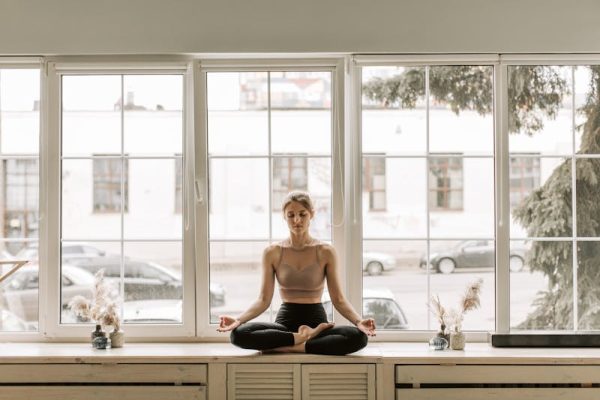 a woman meditating